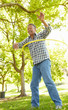 Senior  man with hula-hoop