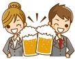 Illustration: ビールで乾杯 男女 ビールで乾杯 男女