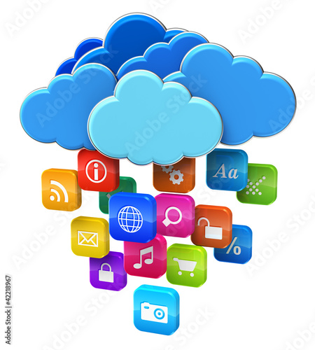 Illustration: Cloud computing and mobility concept Cloud computing and mobility concept