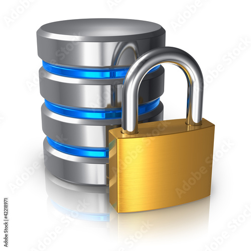Illustration: Database and computer data security concept Database and computer data security concept