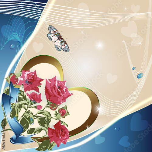 Illustration: Pink roses on elegant light background Pink roses on elegant light background