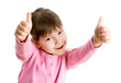 Cheerful girl showing thumbs up