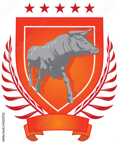 Vector: illustration of an abstract shield with the bull illustration of an abstract shield with the bull