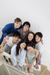 Group portrait of friends on stairway