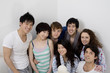 Young friends group smiling together