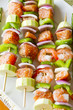 Salmon and Shrimp Skwers Prepped for BBQ