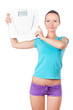 Beautiful woman holding scale