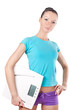 Woman holding  scale