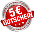 Button Banner "5 € Gutschein" rot/silber