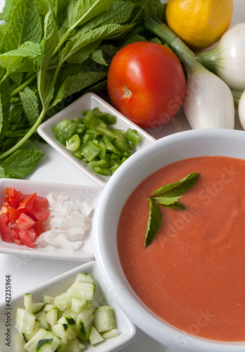 Photo: Gazpacho and ingredients Gazpacho and ingredients