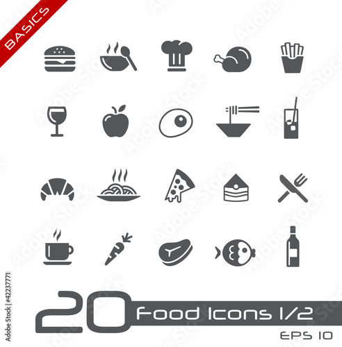 Vector: Food Icons - Set 1 of 2 // Basics Food Icons - Set 1 of 2 // Basics