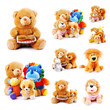 Plush toy animals isolated on a white background
