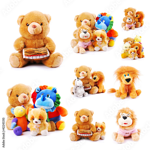 Photo: Plush toy animals isolated on a white background Plush toy animals isolated on a white background