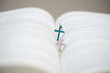 Bible and two Cruxific in the middle of bible
