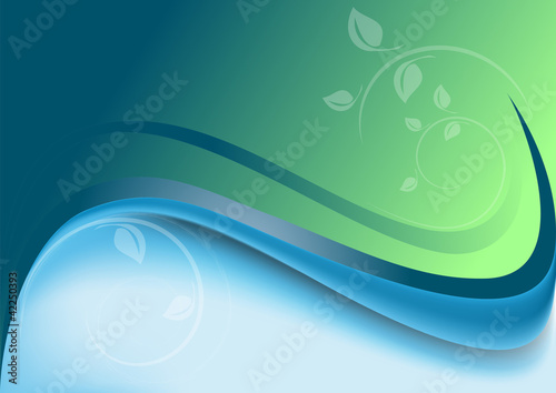 Vektor: Abstract waves green blue background with white decor Abstract waves green blue background with white decor