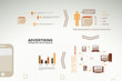 Advertising infographics - icons, graphs, charts and statistics