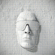 Illustration: Mensch Gesicht Sonnenbrille aus kariertem Papier Mensch Gesicht Sonnenbrille aus kariertem Papier
