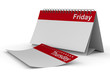 Illustration: Calendar for friday on white background. Isolated 3D image Calendar for friday on white background. Isolated 3D image