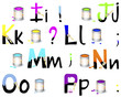 English alphabet I-P.