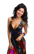 Beautiful girl in colorful dress.