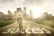 Successful Businessman toward a city