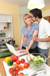 Couple following on-line recipe