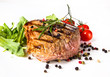 Beef steak medium grilled, isolated on white background