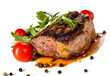 Beef steak medium grilled, isolated on white background