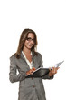 portrait of secretary on white background