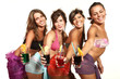 four sexy women with a cocktail