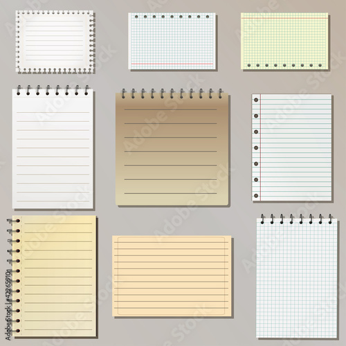 Vector: Set of spiral notepad sheets Set of spiral notepad sheets