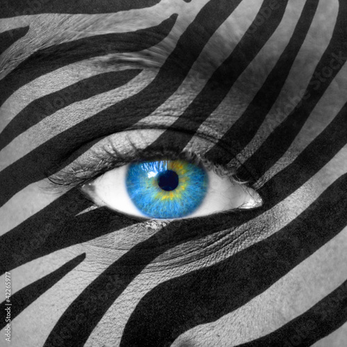 Illustration: Blue eye with zebra texture Blue eye with zebra texture