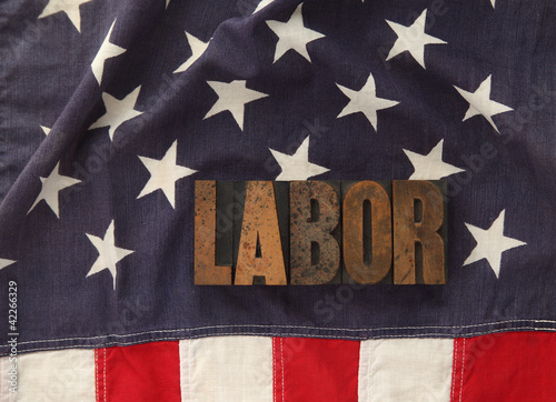 Photo: labor word on American flag labor word on American flag