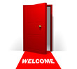 Doorway with Red Carpet and Welcome Mat