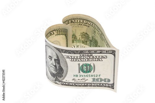 Photo: Dollar Geldschein in Herzform Dollar Geldschein in Herzform