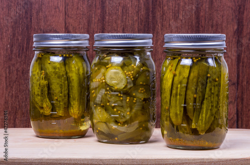 Photo: Three jars of pickled cucumbers Three jars of pickled cucumbers