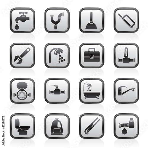 Vector: plumbing objects and tools icons - vector icon set plumbing objects and tools icons - vector icon set