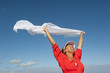Photo: Happy pretty woman over the moon Happy pretty woman over the moon