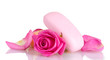 Two soap with roses on white background
