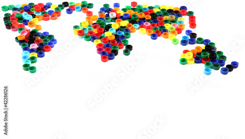 Photo: world map from plastic caps world map from plastic caps