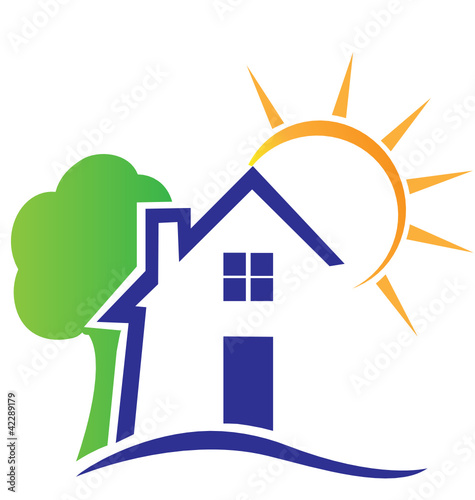 Vector: House sun and tree logo vector House sun and tree logo vector