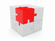 Abstract cube from puzzle on white background