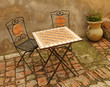 elegant garden furniture on tuscan terrace, Italy, Europe