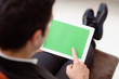 Photo: Businessman using computer with green screen for web and e-mail Businessman using computer with green screen for web and e-mail