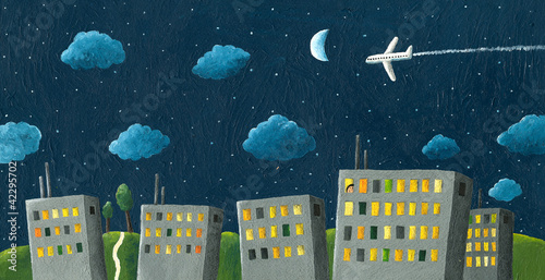 Illustration: Night sky above the city Night sky above the city