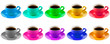 color cups of coffee