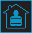 house silhouette and man with tv, symbol private television