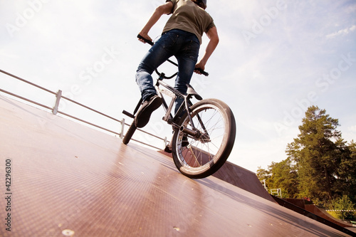 Photo: BMX bicycler on ramp BMX bicycler on ramp