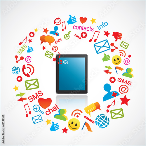 Vector: Smartphone with colorful communication icons Smartphone with colorful communication icons