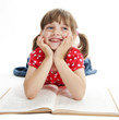 little girl reading book